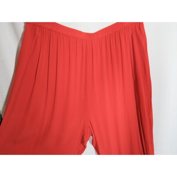 Roaman's Women's Rust Orange Crinkle Gauze Wide Leg Pull On Pants Plus 28W - Picture 7 of 13